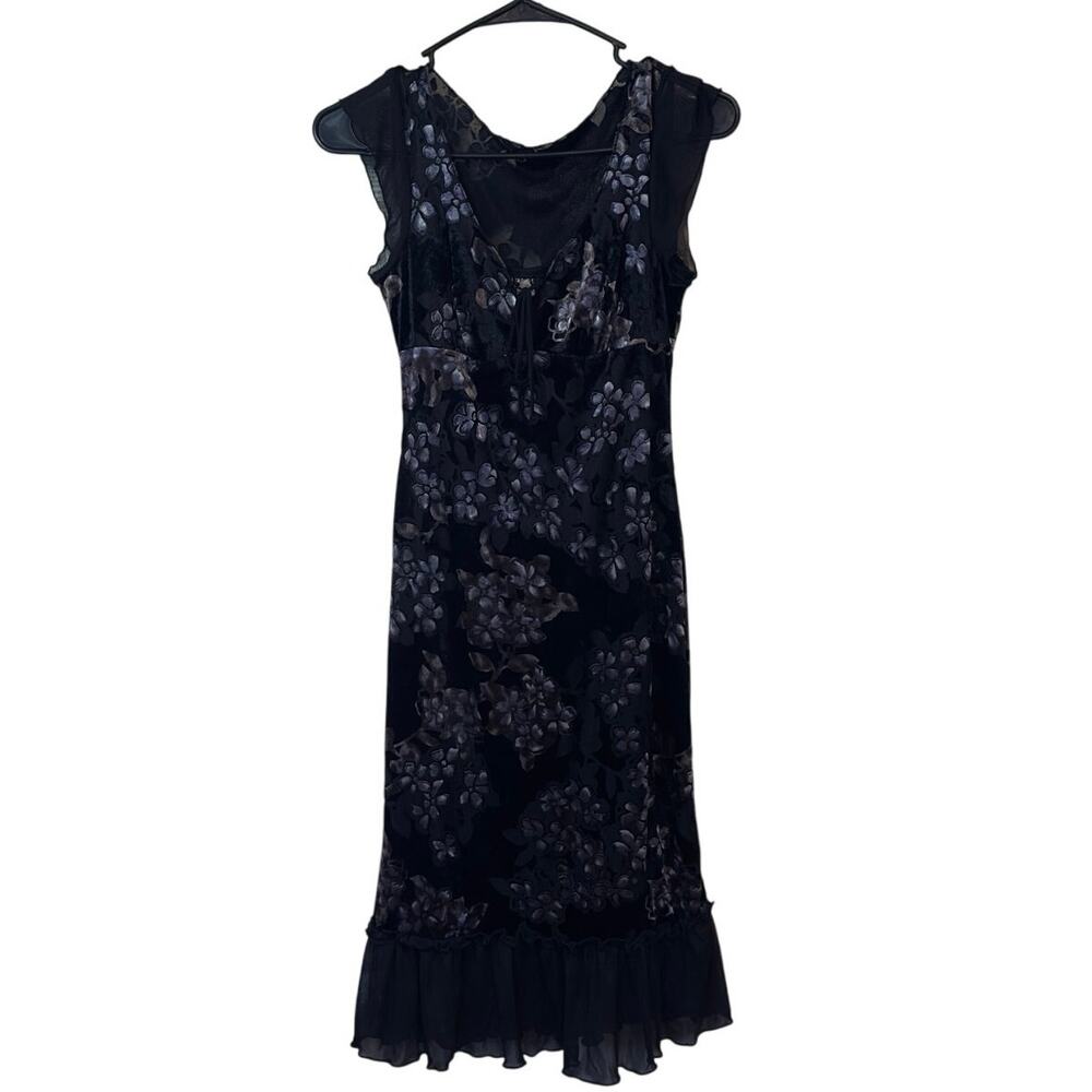 Vintage Y2K Rampage Velvet Burnout Floral Pattern Dress Size S Fairy Whimsygoth